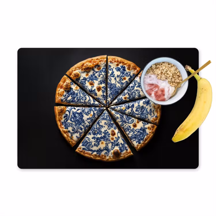 Placemat - 6 stuks - Pizza - Eten - Delftsblauw — 1