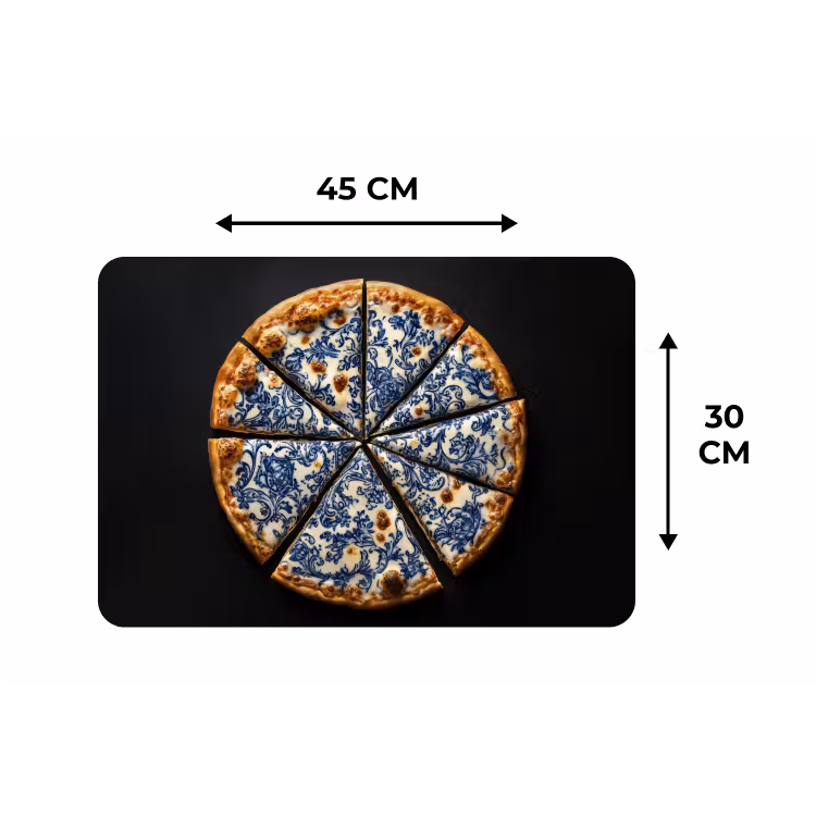 Placemat - 6 stuks - Pizza - Eten - Delftsblauw — 3