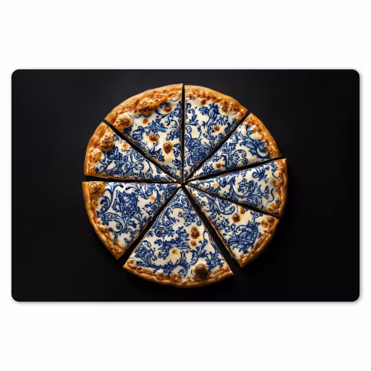 Placemat - 6 stuks - Pizza - Eten - Delftsblauw — 7