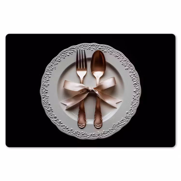Placemat - 6 stuks - Rose - Strik - Bestek — 7