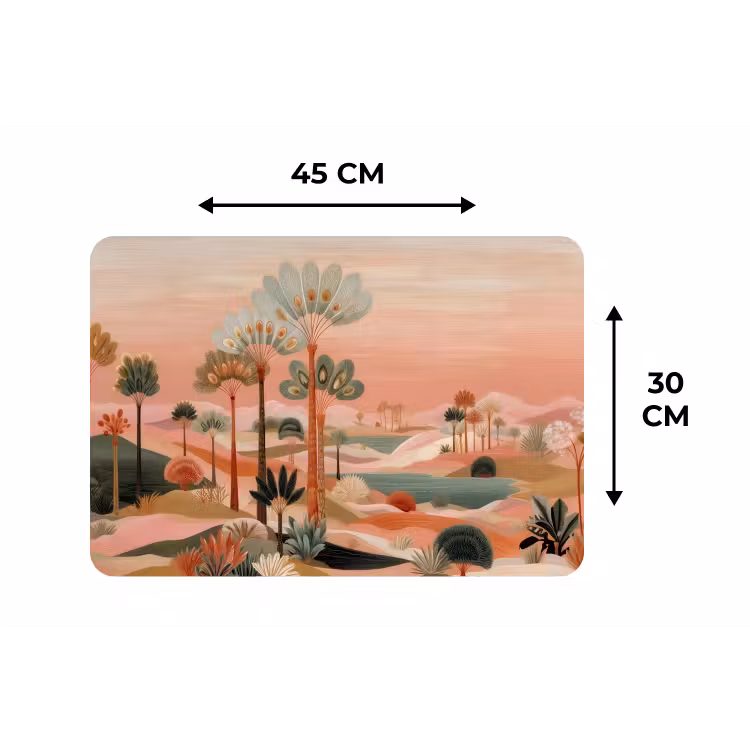 Placemat - 6 stuks - Roze landschap - Palmen - Water — 3