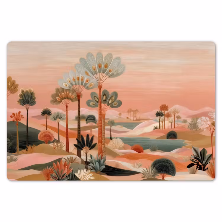 Placemat - 6 stuks - Roze landschap - Palmen - Water — 7
