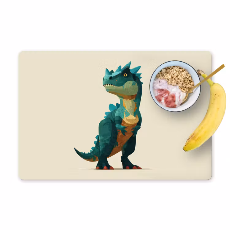 Placemat - 6 stuks - Stekels - Dino - Blauw - Gespierd — 1