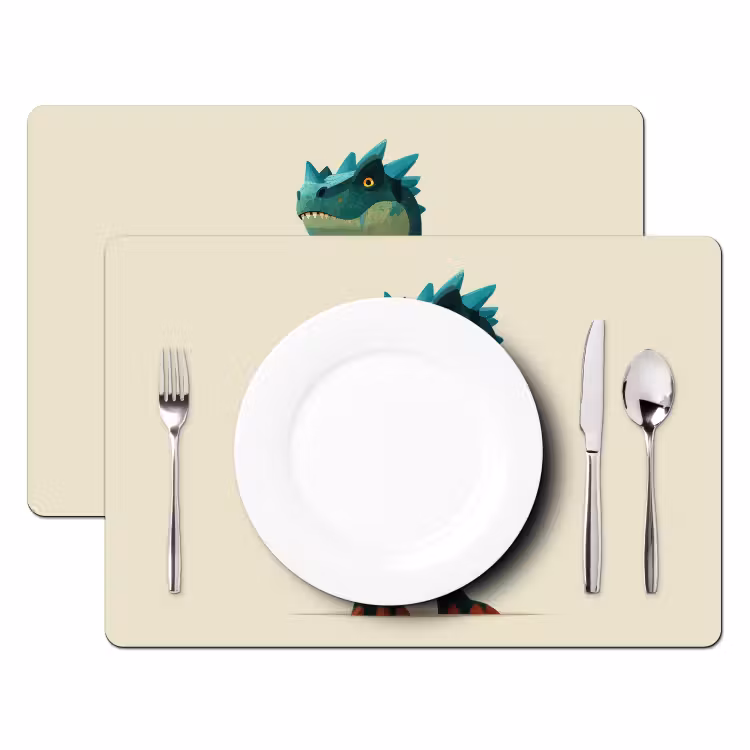 Placemat - 6 stuks - Stekels - Dino - Blauw - Gespierd — 2