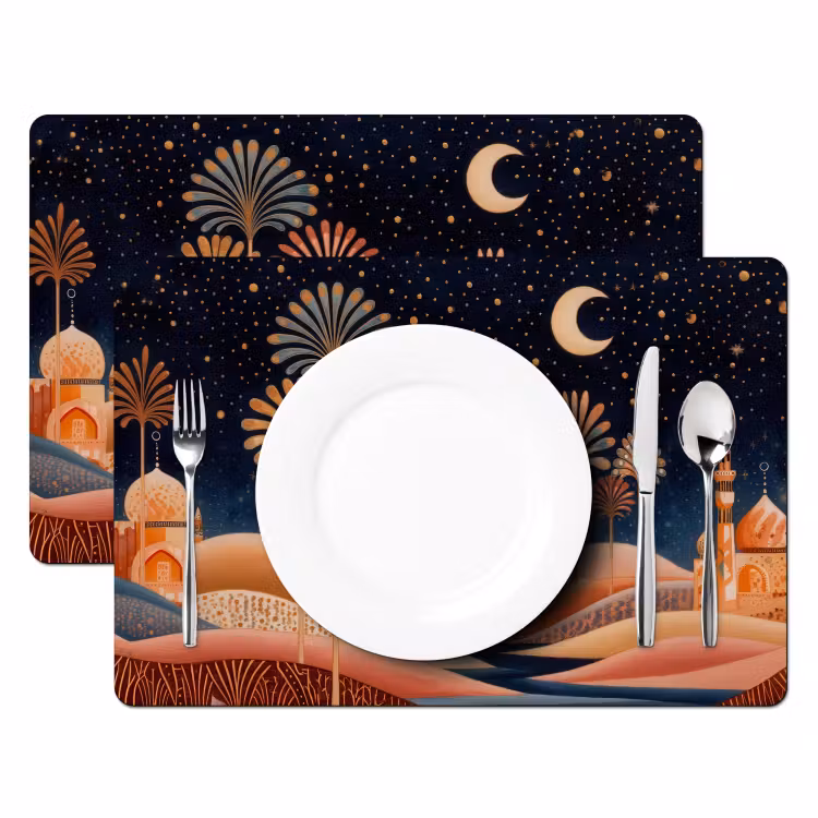 Placemat - 6 stuks - Sterrenhemel - Palmen - Rivier — 2