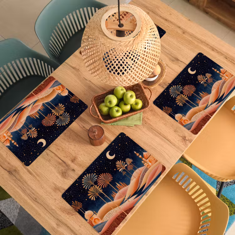Placemat - 6 stuks - Sterrenhemel - Palmen - Rivier — 6