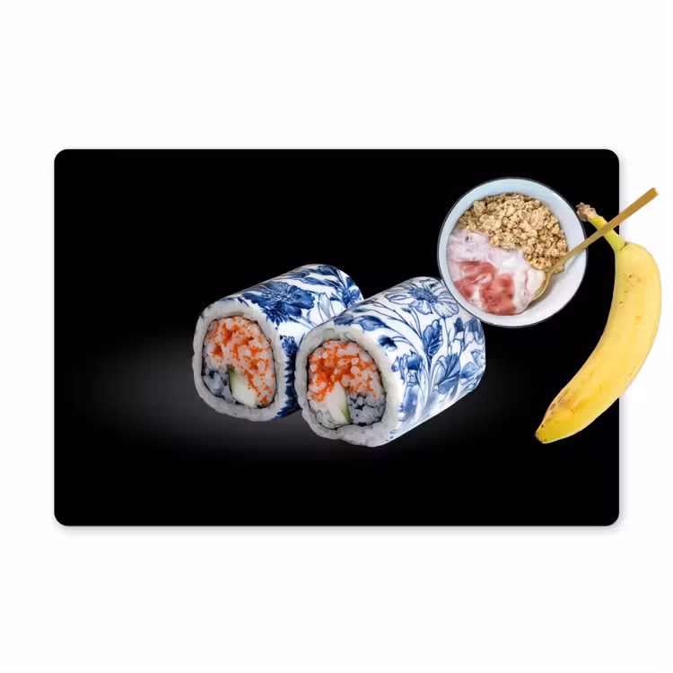 Placemat - 6 stuks - Sushi - Delfts blauw - Rijst - Vis - Elegant — 1