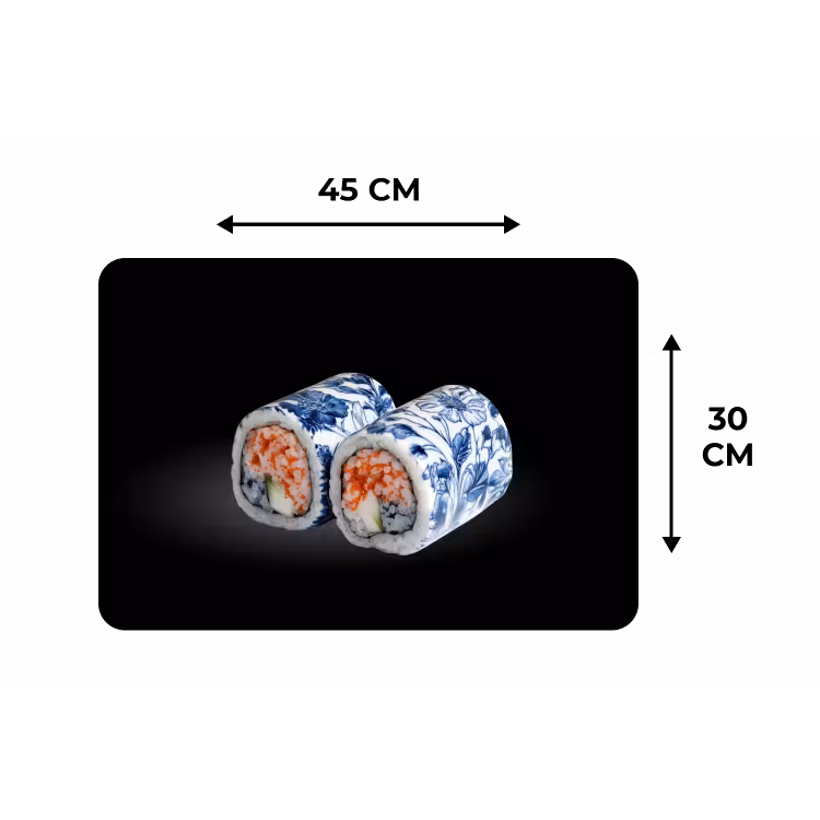 Placemat - 6 stuks - Sushi - Delfts blauw - Rijst - Vis - Elegant — 3