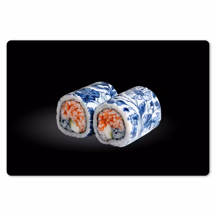Placemat - 6 stuks - Sushi - Delfts blauw - Rijst - Vis - Elegant — 7