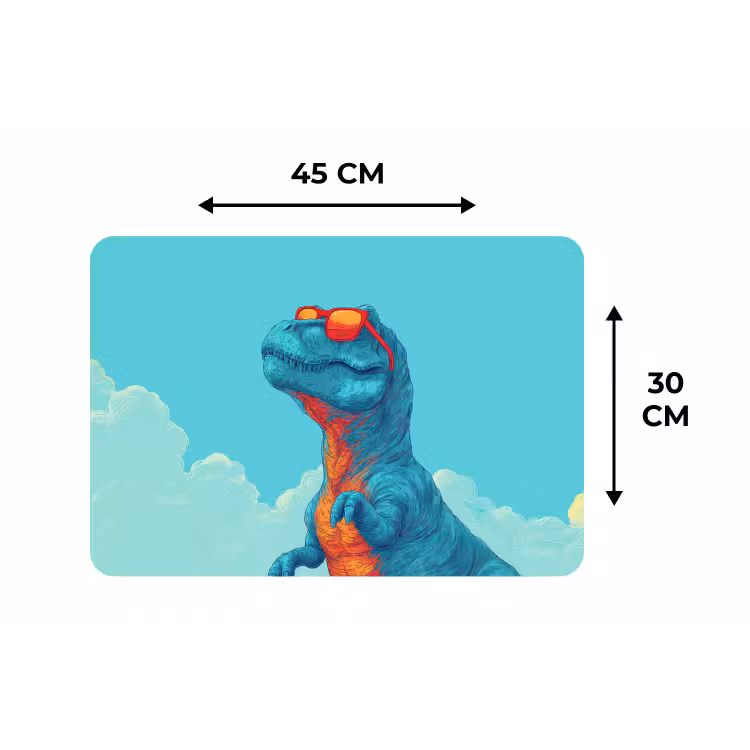 Placemat - 6 stuks - T-Rex - Blauw - Wolken - Zonnebril — 3