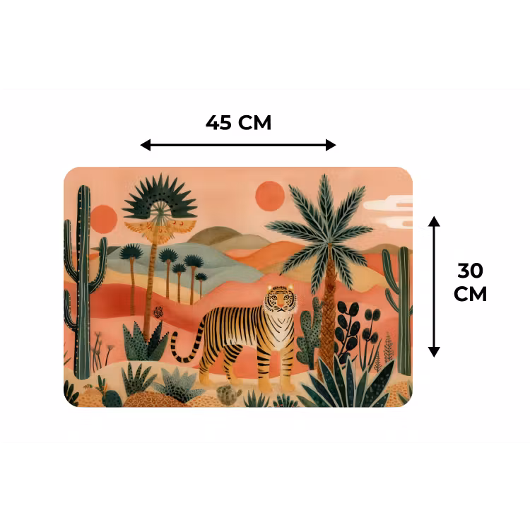 Placemat - 6 stuks - Tijger - Palmen - Cactus - Oranje — 3