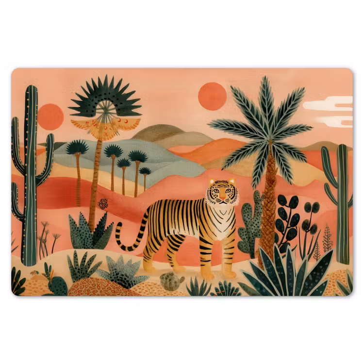 Placemat - 6 stuks - Tijger - Palmen - Cactus - Oranje — 7