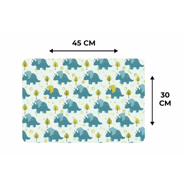Placemat - 6 stuks - Triceratop - Blauw - Stippen - Boompjes — 3