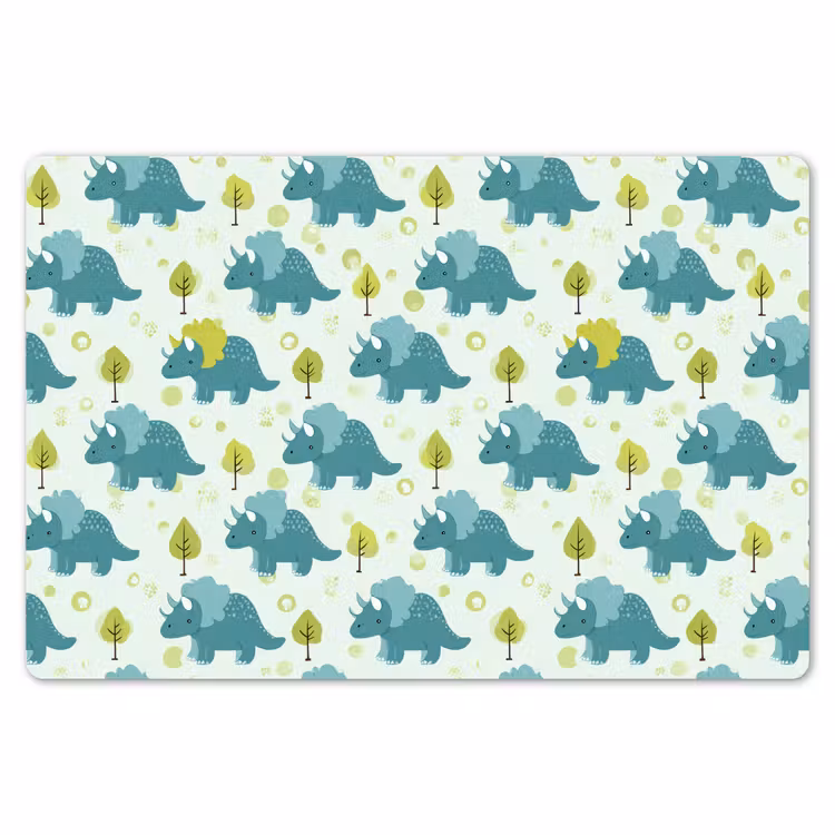 Placemat - 6 stuks - Triceratop - Blauw - Stippen - Boompjes — 7