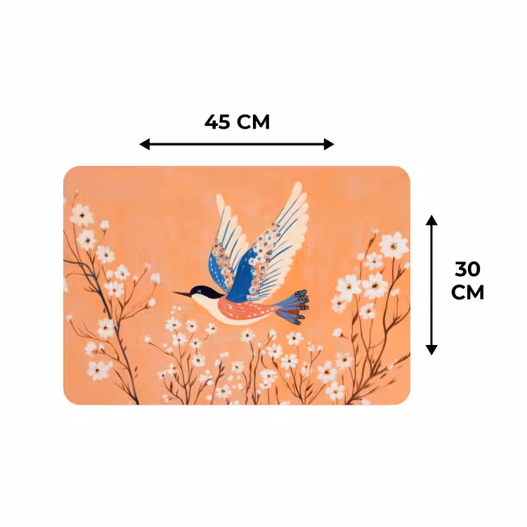 Placemat - 6 stuks - Vogel - Bloesemtakken - Warm - Kleurrijk — 3