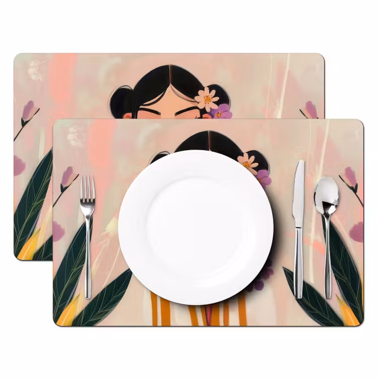 Placemat - 6 stuks - Vrouw - Bloemen - Pastel — 2