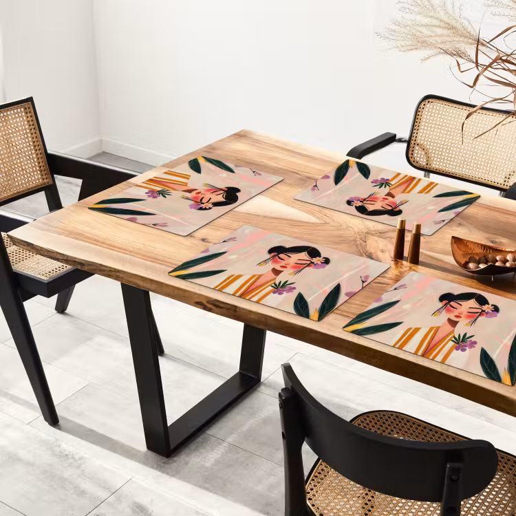 Placemat - 6 stuks - Vrouw - Bloemen - Pastel — 5