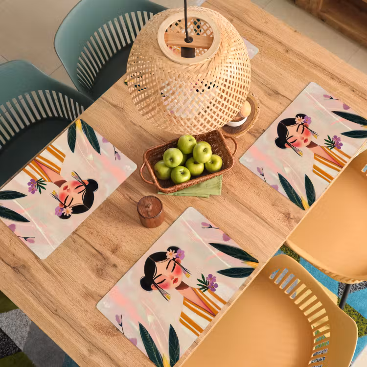 Placemat - 6 stuks - Vrouw - Bloemen - Pastel — 6