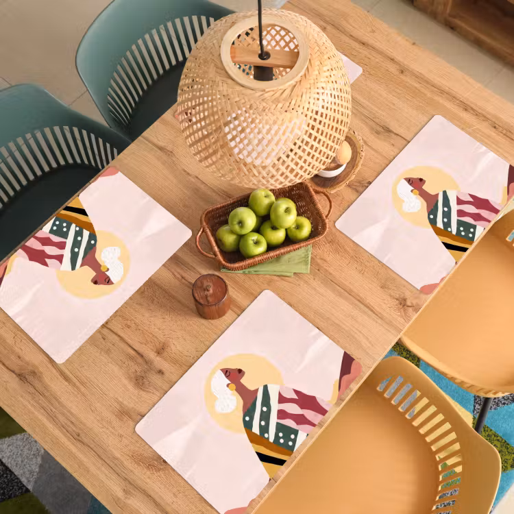 Placemat - 6 stuks - Vrouw - Zon - Kleurrijk — 6