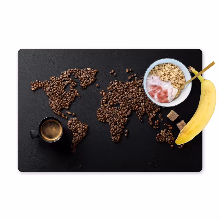 Placemat - 6 stuks - Wereldkaart - Espresso - Zwart — 1