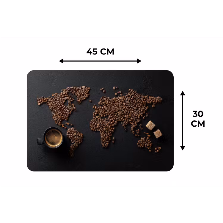 Placemat - 6 stuks - Wereldkaart - Espresso - Zwart — 3