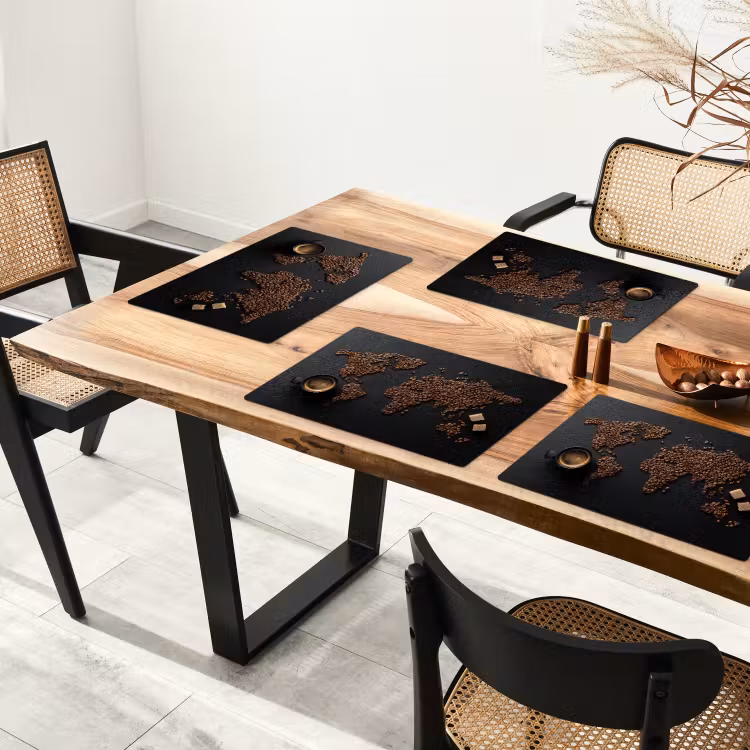 Placemat - 6 stuks - Wereldkaart - Espresso - Zwart — 5