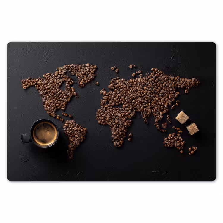 Placemat - 6 stuks - Wereldkaart - Espresso - Zwart — 7