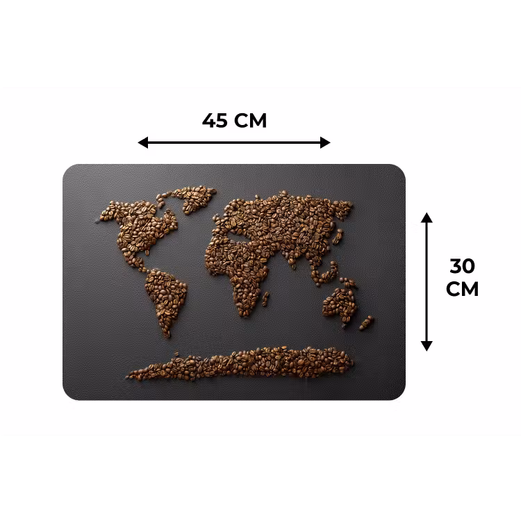 Placemat - 6 stuks - Wereldkaart - Koffie - Grijs — 3