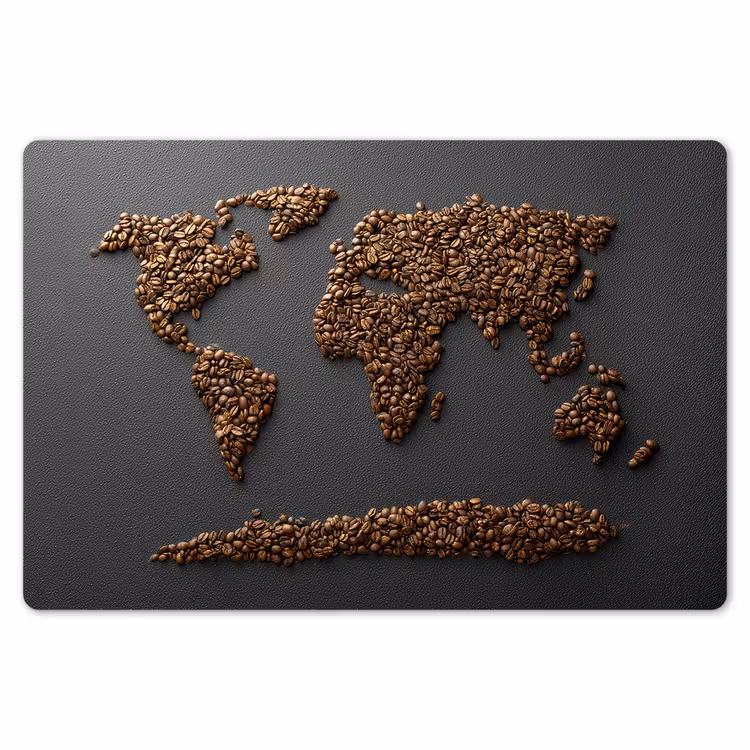 Placemat - 6 stuks - Wereldkaart - Koffie - Grijs — 7