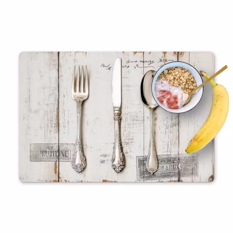 Placemat - 6 stuks - Zilver - Bestek - Hout — 1