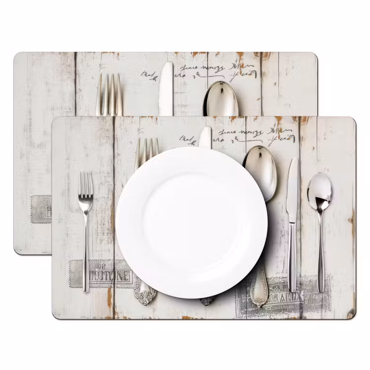 Placemat - 6 stuks - Zilver - Bestek - Hout — 2