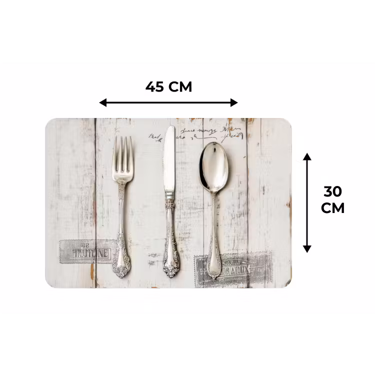 Placemat - 6 stuks - Zilver - Bestek - Hout — 3