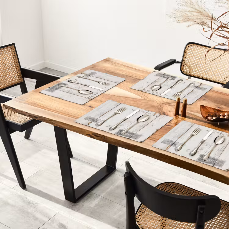 Placemat - 6 stuks - Zilver - Bestek - Hout — 5