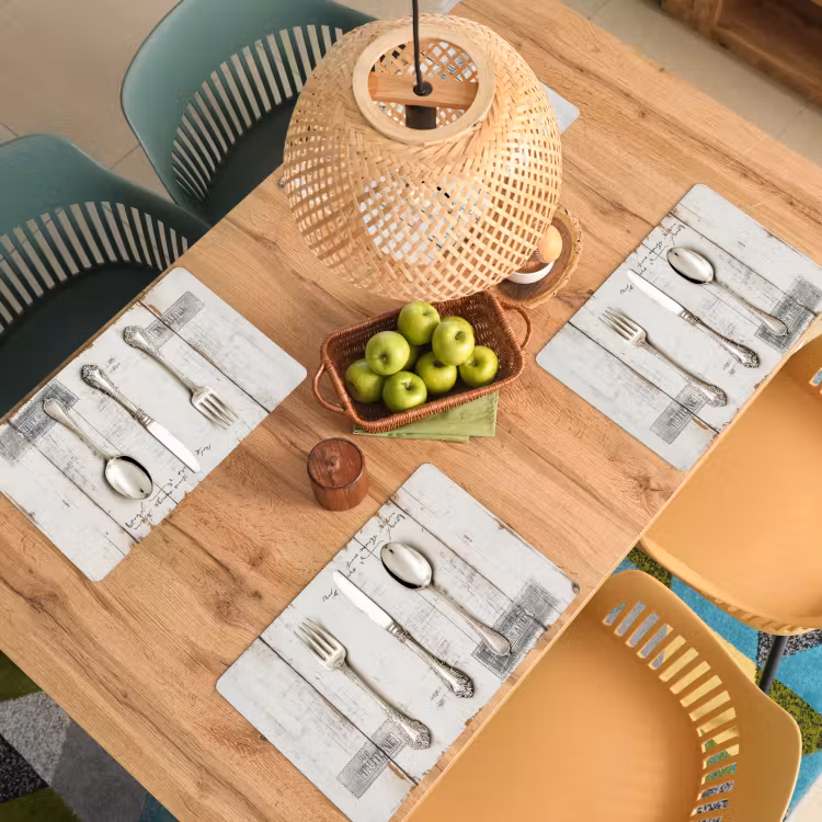 Placemat - 6 stuks - Zilver - Bestek - Hout — 6