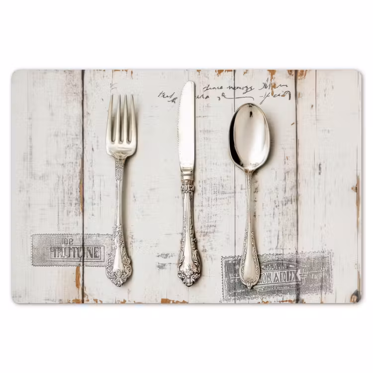 Placemat - 6 stuks - Zilver - Bestek - Hout — 7
