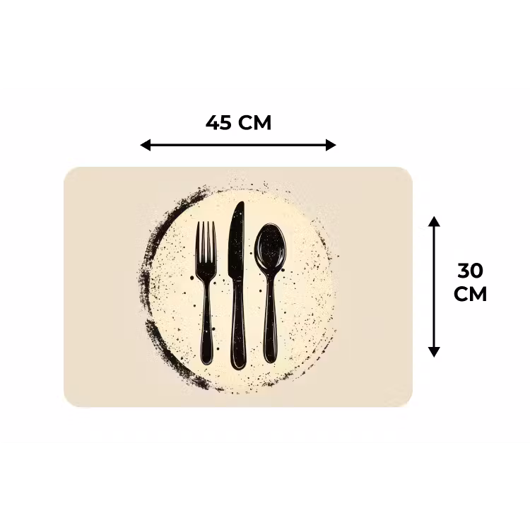 Placemat - 6 stuks - Zwart - Bestek - Rondje — 3