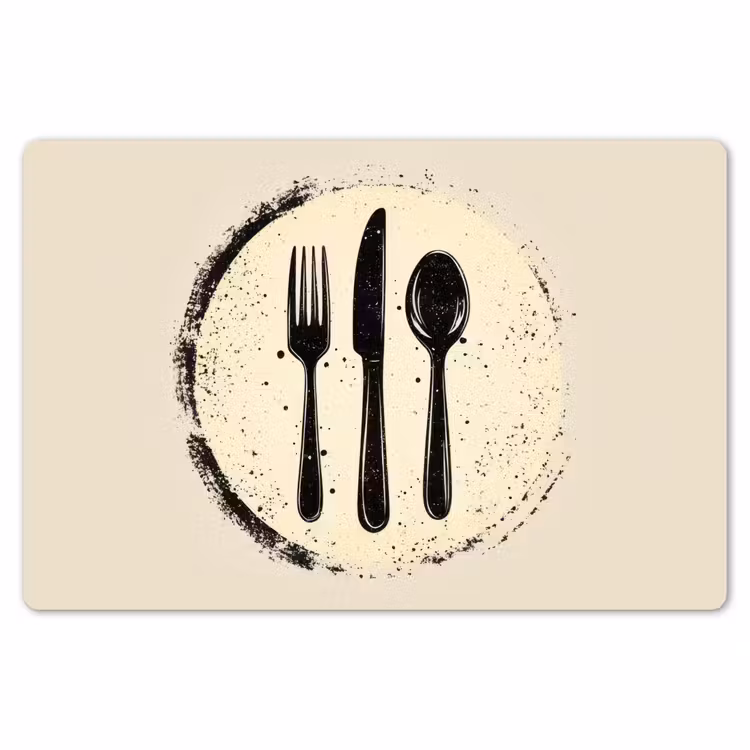 Placemat - 6 stuks - Zwart - Bestek - Rondje — 7
