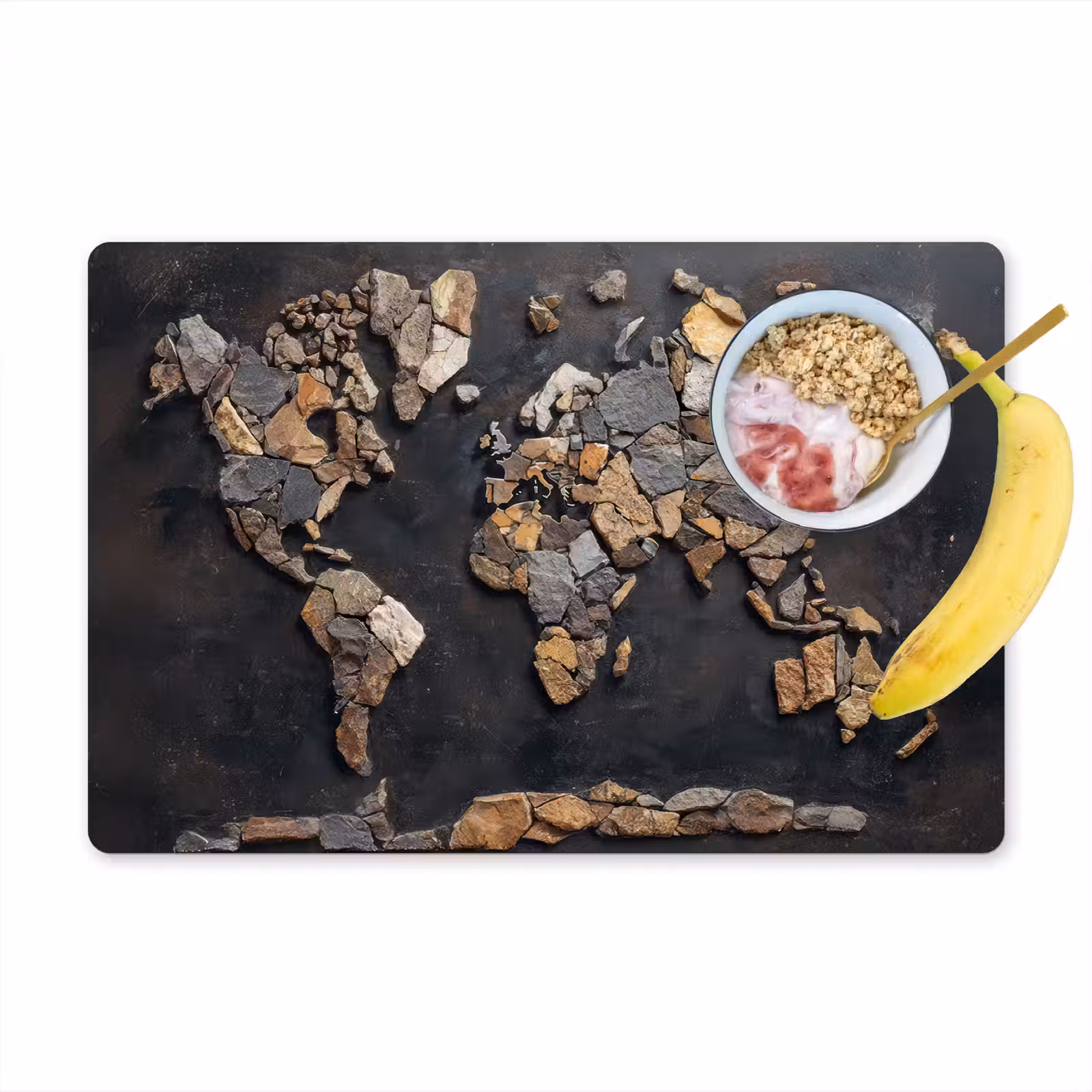 Placemat - 6 stuks - Wereldkaart - Stenen - Realistisch — 1
