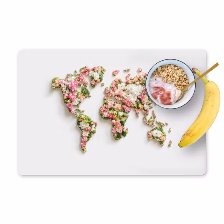 Placemat - 6 stuks - Wereldkaart - Bloemen - Subtiel — 1