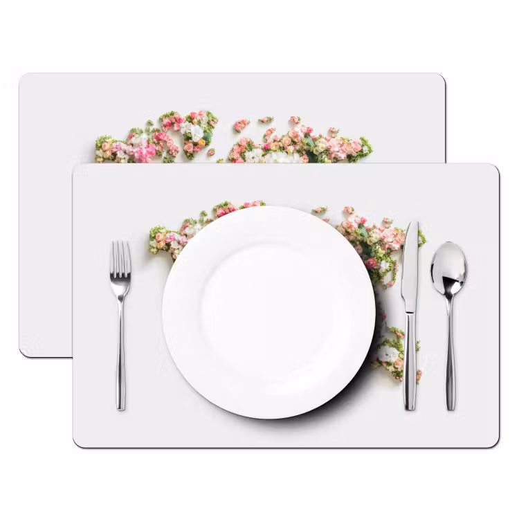 Placemat - 6 stuks - Wereldkaart - Bloemen - Subtiel — 2