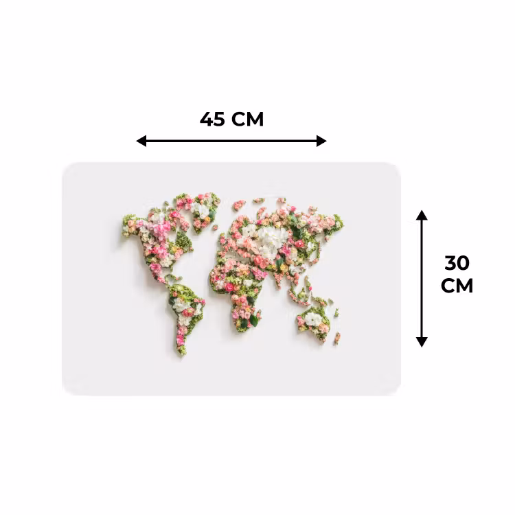 Placemat - 6 stuks - Wereldkaart - Bloemen - Subtiel — 3