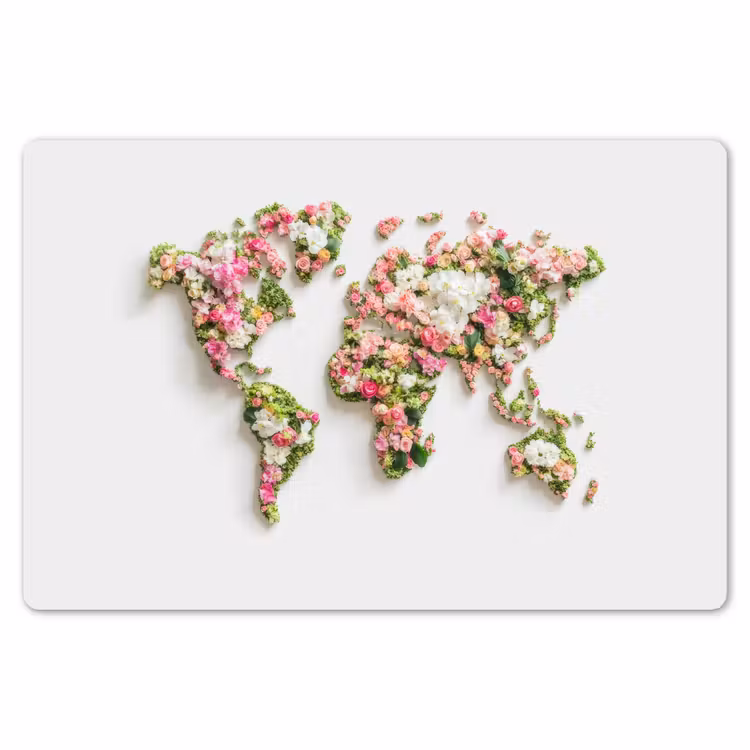 Placemat - 6 stuks - Wereldkaart - Bloemen - Subtiel — 7