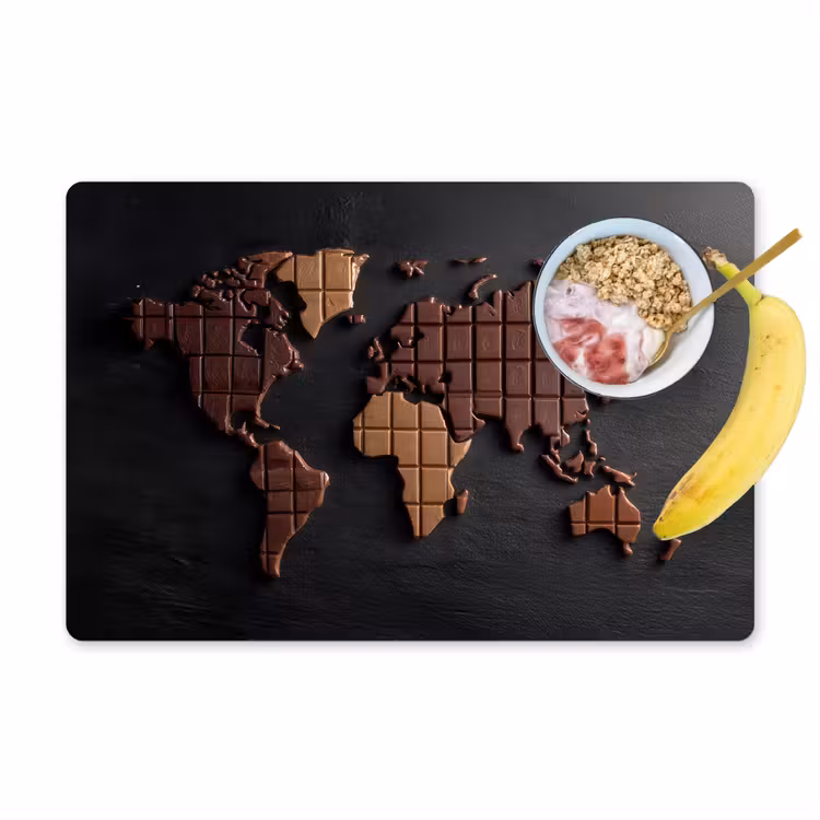 Placemat - 6 stuks - Wereldkaart - chocola - Smakelijke uitstraling — 1
