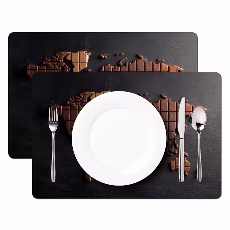 Placemat - 6 stuks - Wereldkaart - chocola - Smakelijke uitstraling — 2