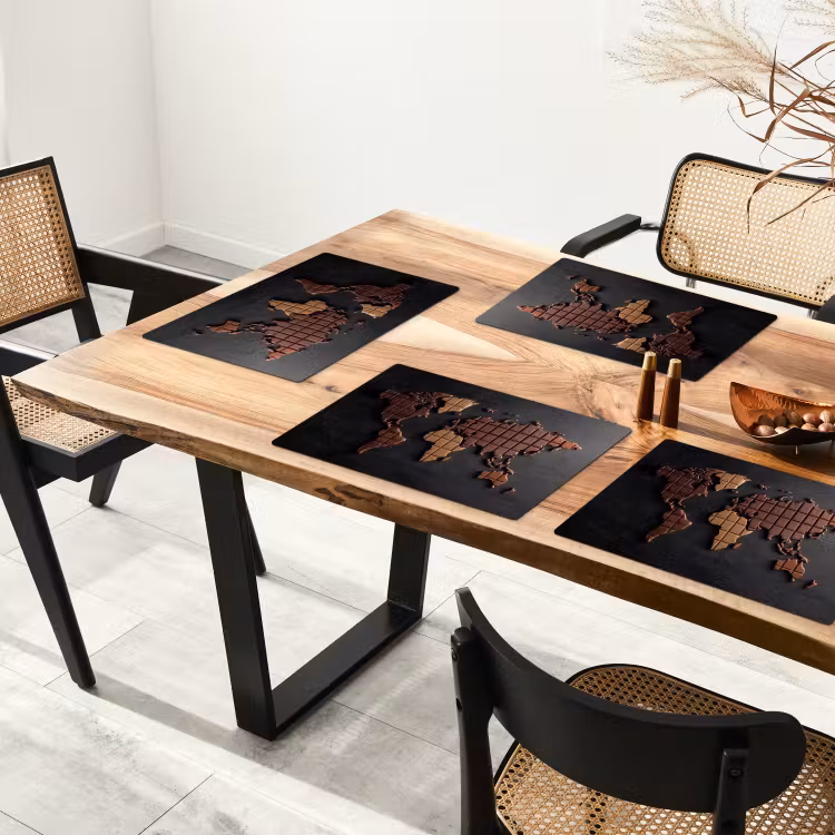 Placemat - 6 stuks - Wereldkaart - chocola - Smakelijke uitstraling — 5
