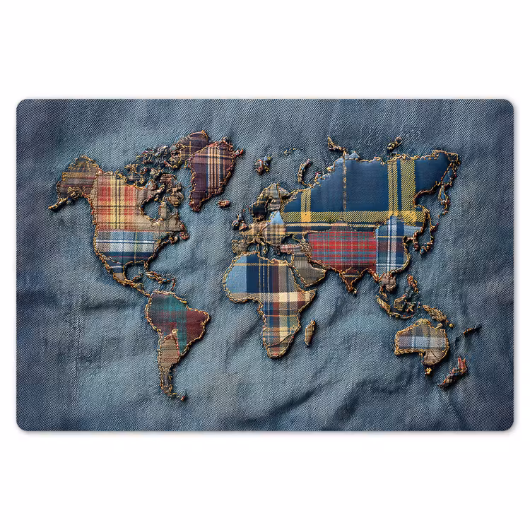 Placemat - 6 stuks - Wereldkaart - Denim - Textiel — 7