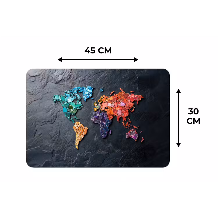 Placemat - 6 stuks - Wereldkaart - Edelstenen - Regenboog - Ruw — 3