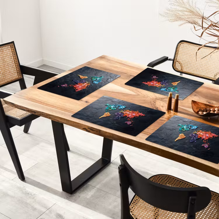 Placemat - 6 stuks - Wereldkaart - Edelstenen - Regenboog - Ruw — 5