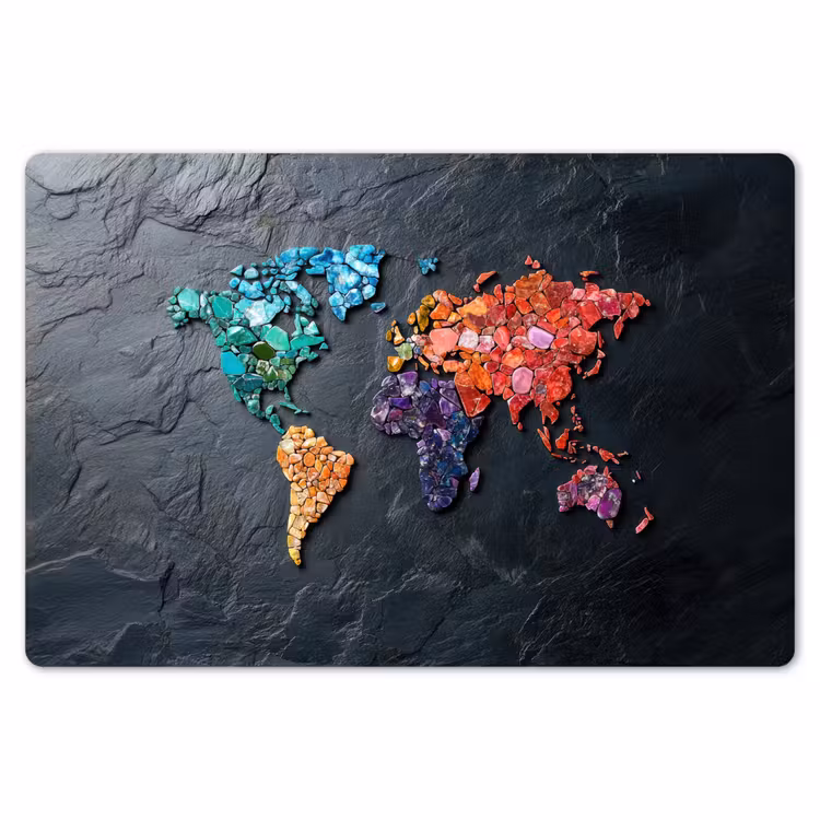 Placemat - 6 stuks - Wereldkaart - Edelstenen - Regenboog - Ruw — 7