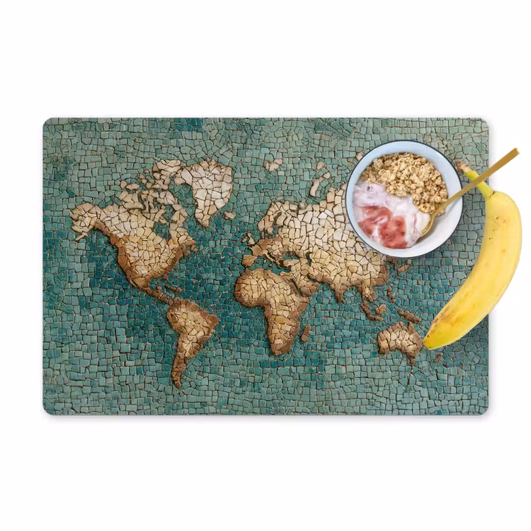 Placemat - 6 stuks - Wereldkaart - Gebroken tegels - Mozaïek — 1